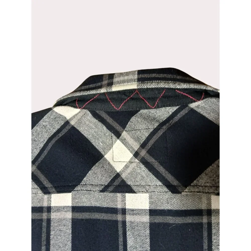 Orvis Womens Plaid Flannel Shirt Jacket Black Gray Snap Button Front S Pockets - Picture 6 of 16